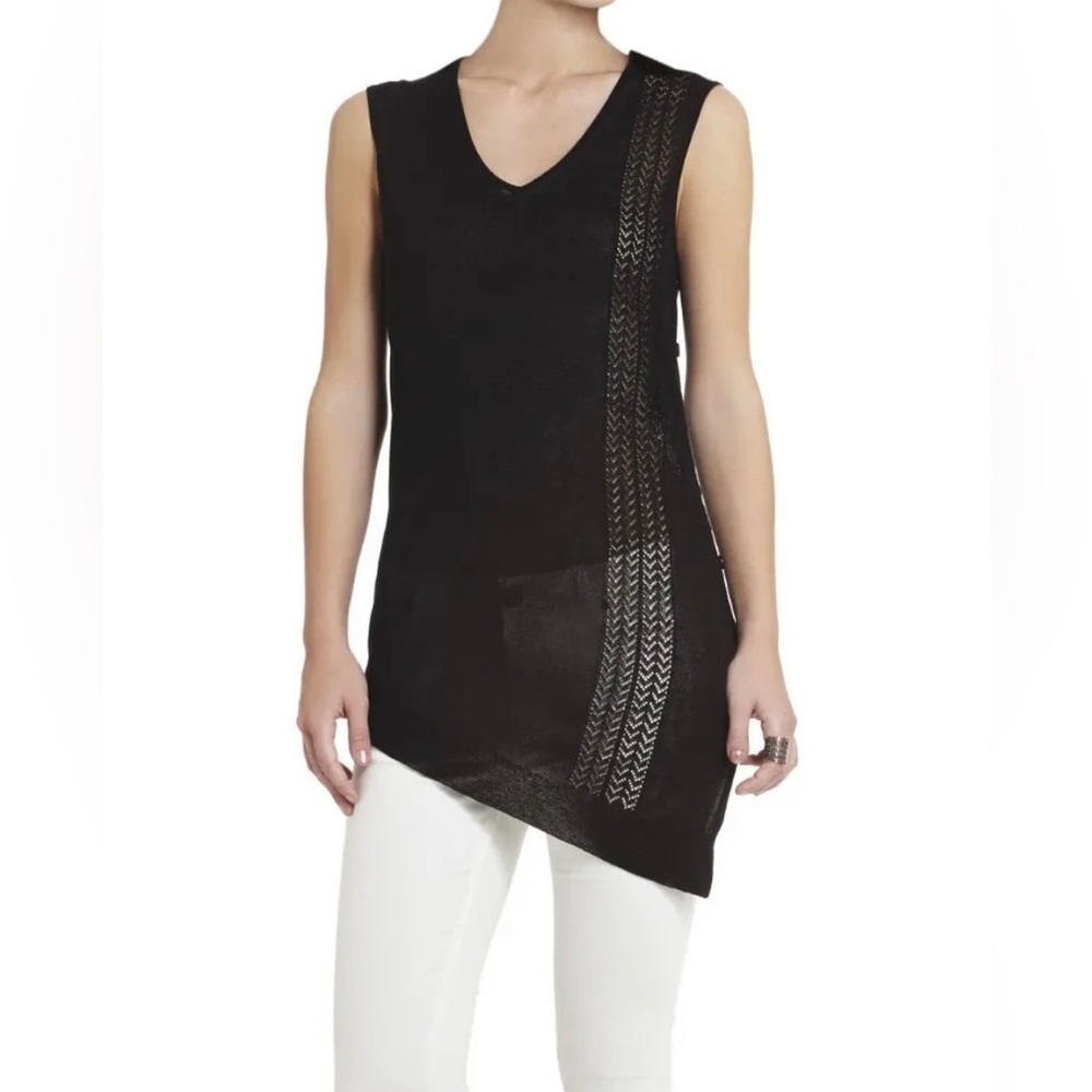 BCBG MAX AZRIA BLACK TANA POINTELLE TOP SIZE XXS